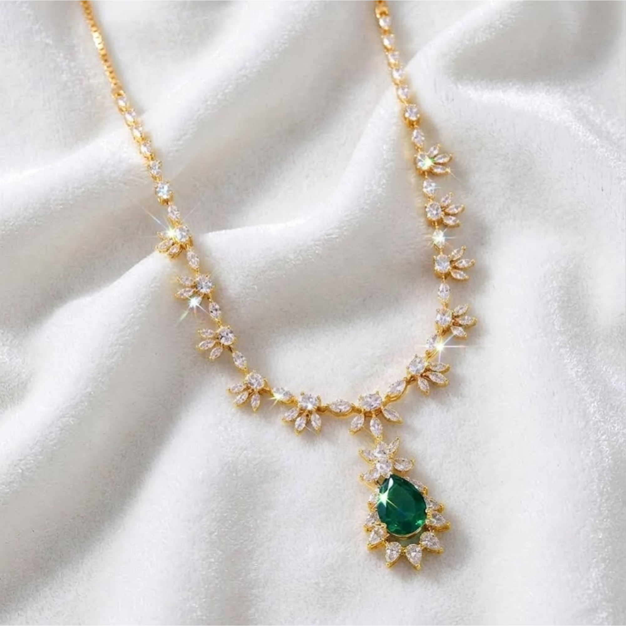 Tennis Multi Shape Diamond Necklace with Earring Set