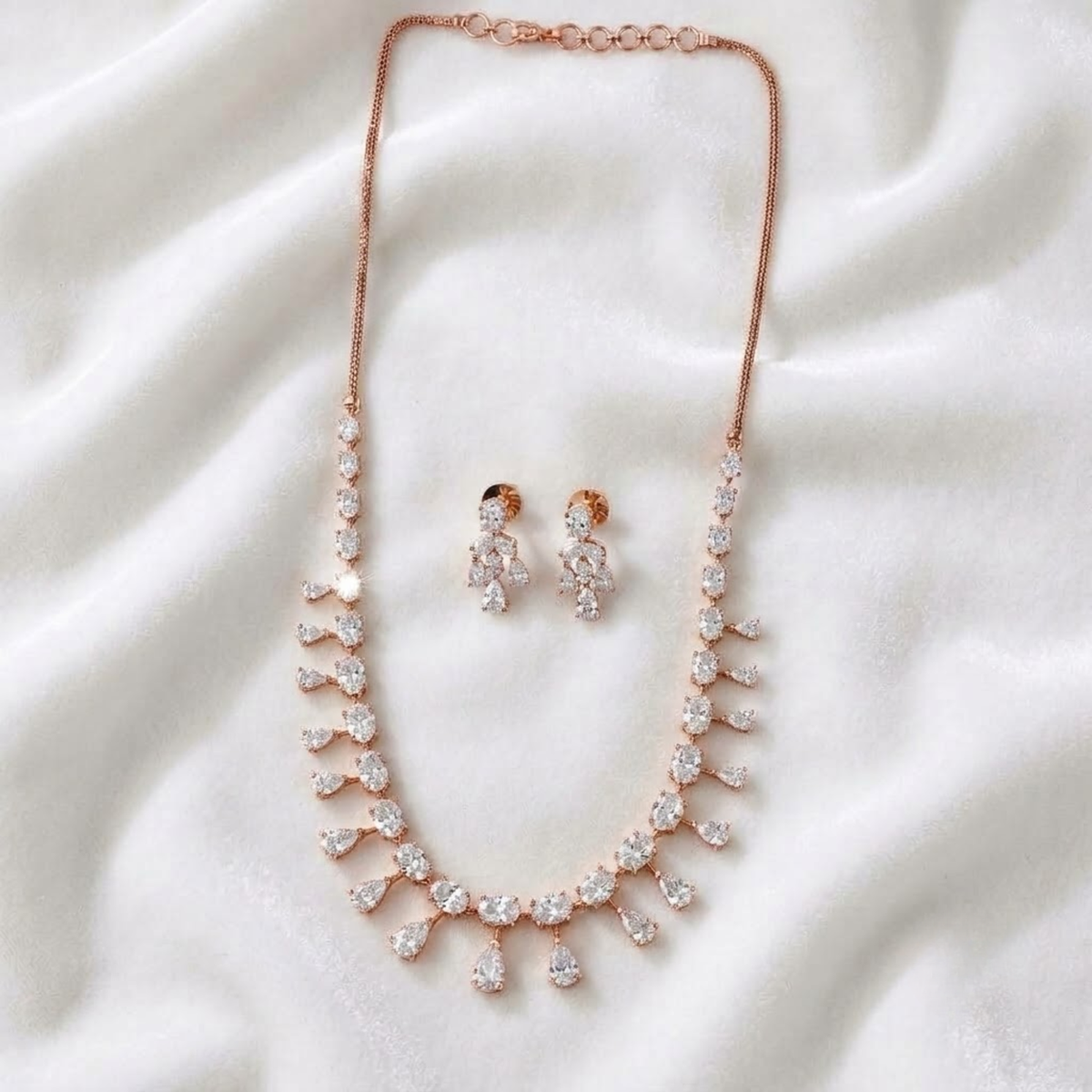 Pear & Oval Cut Diamond Tennis Necklace