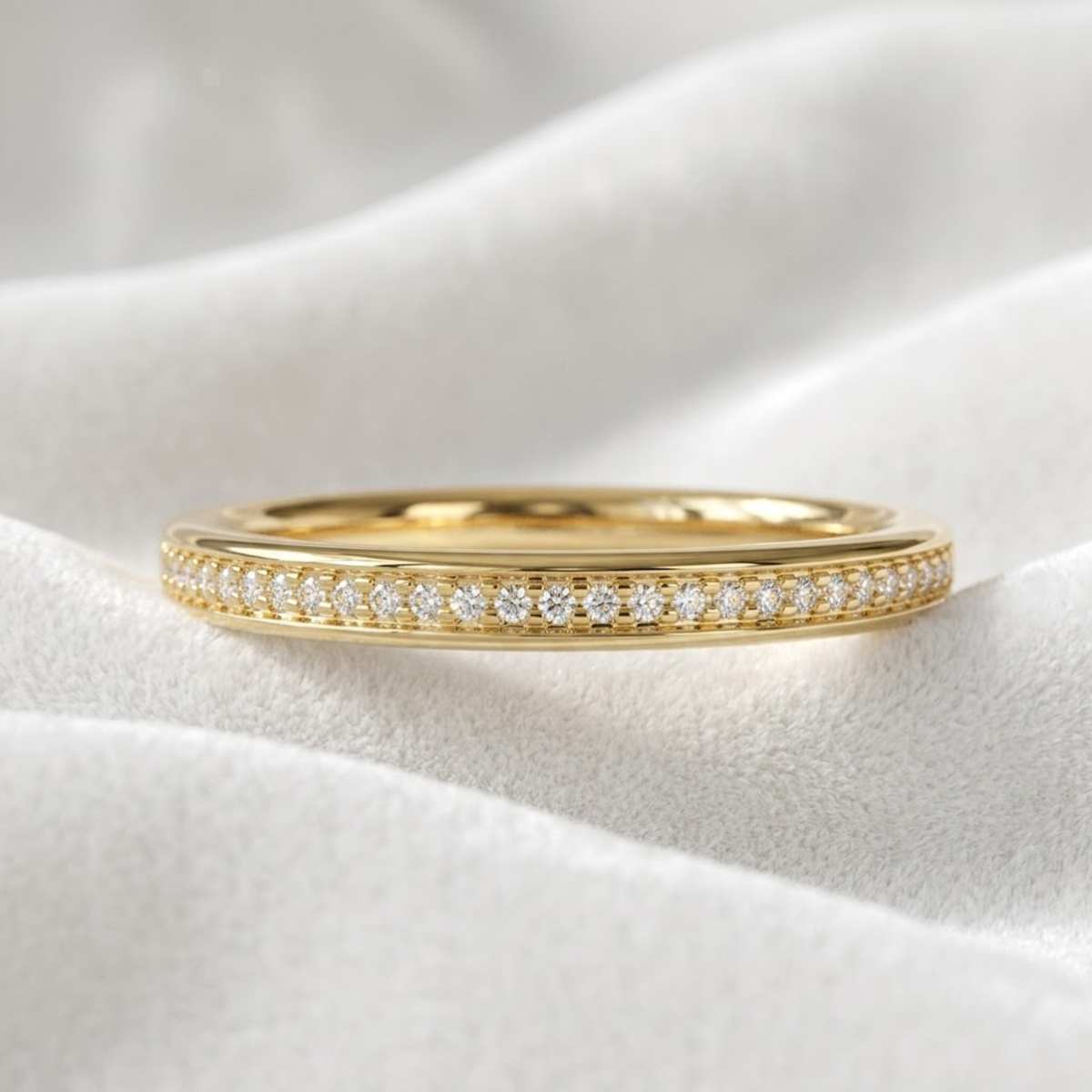 Channel Set Round Half Eternity Lab Grown Diamond Wedding Band