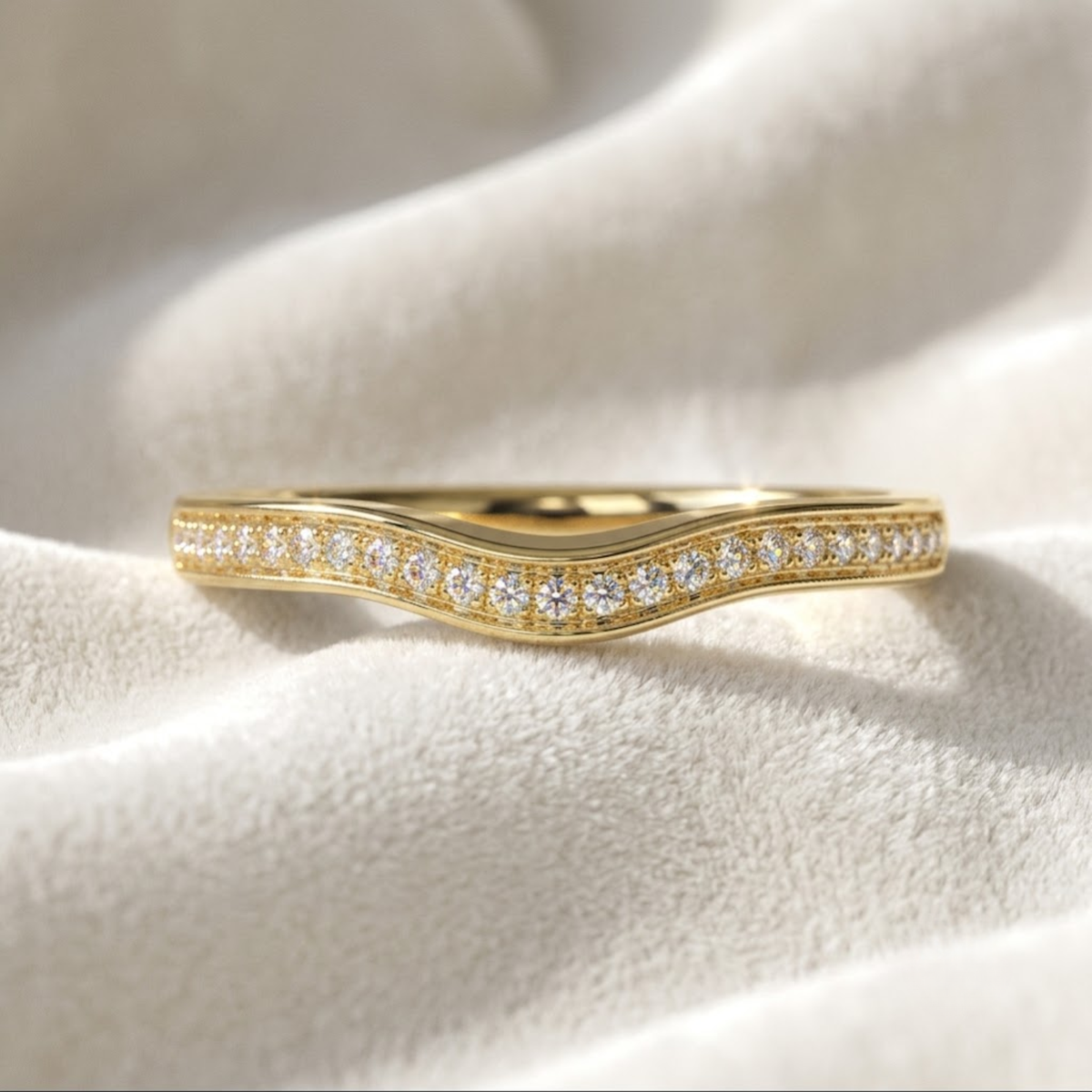 Curved Diamond Stacking Wedding Band