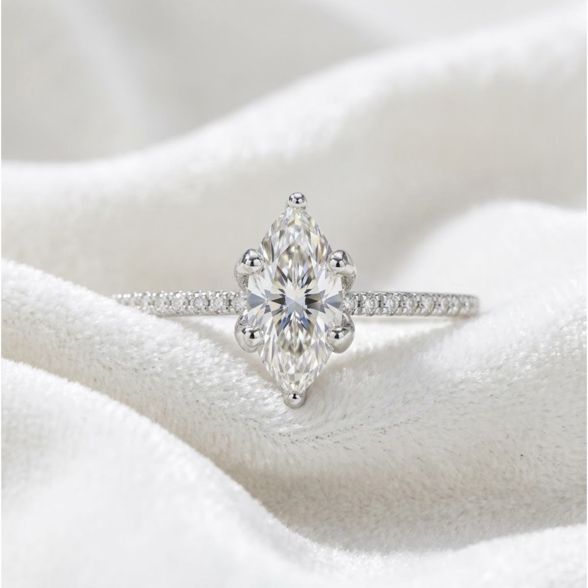 Marquise Cut Diamond Prong Solitaire Engagement Ring