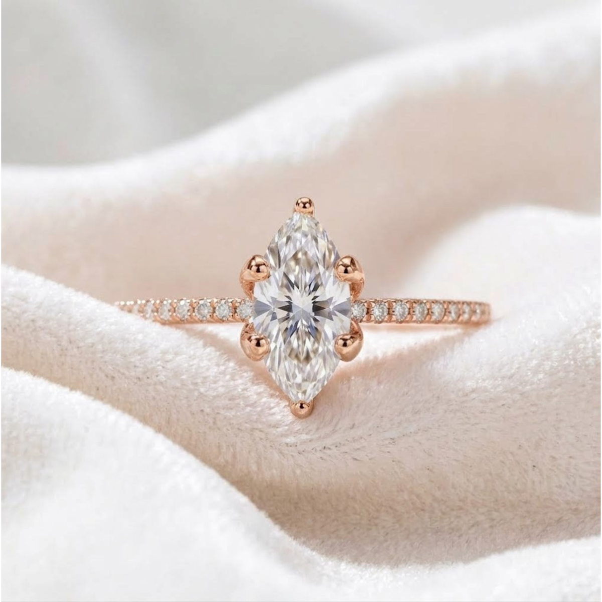 Marquise Cut Diamond Prong Solitaire Engagement Ring