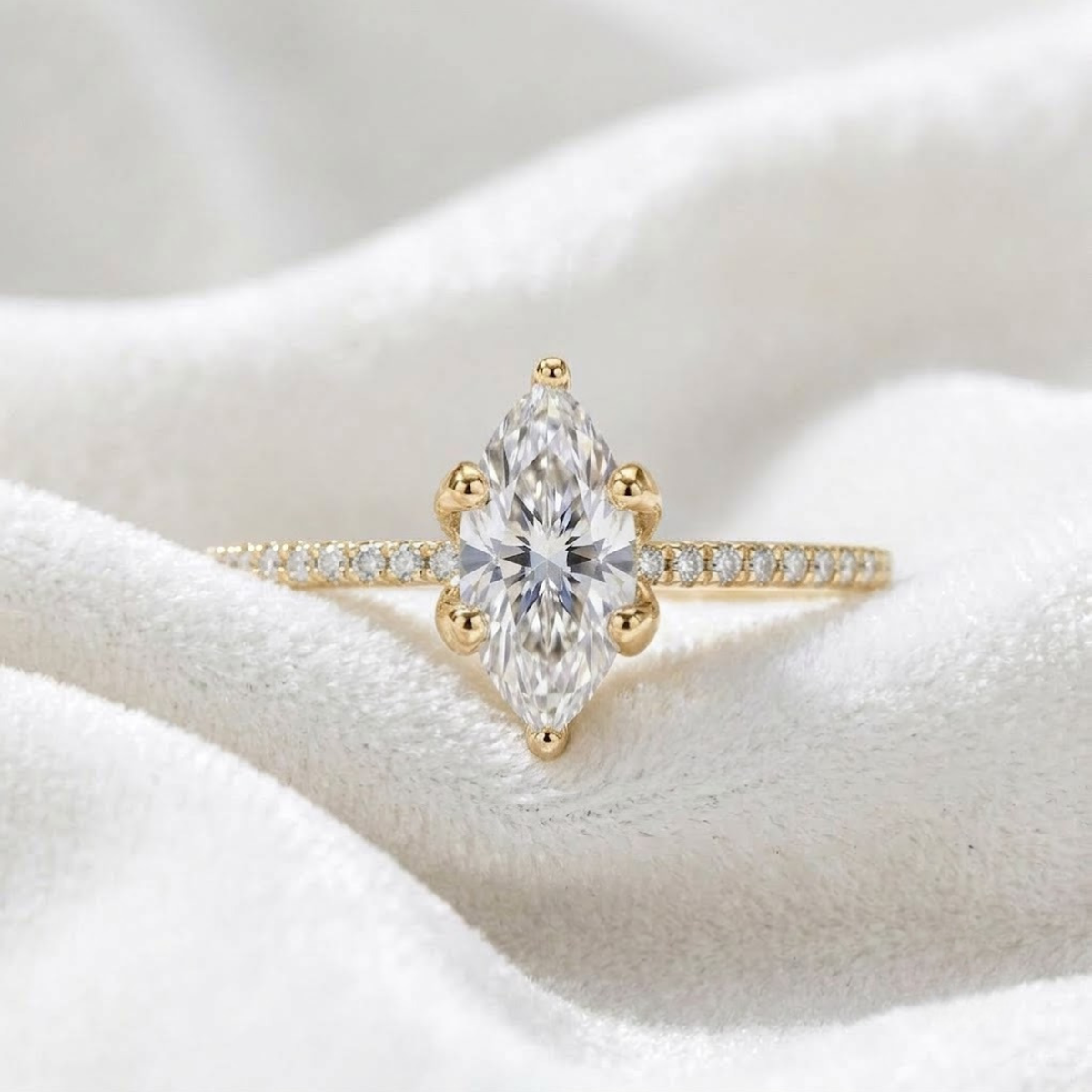 Marquise Cut Diamond Prong Solitaire Engagement Ring