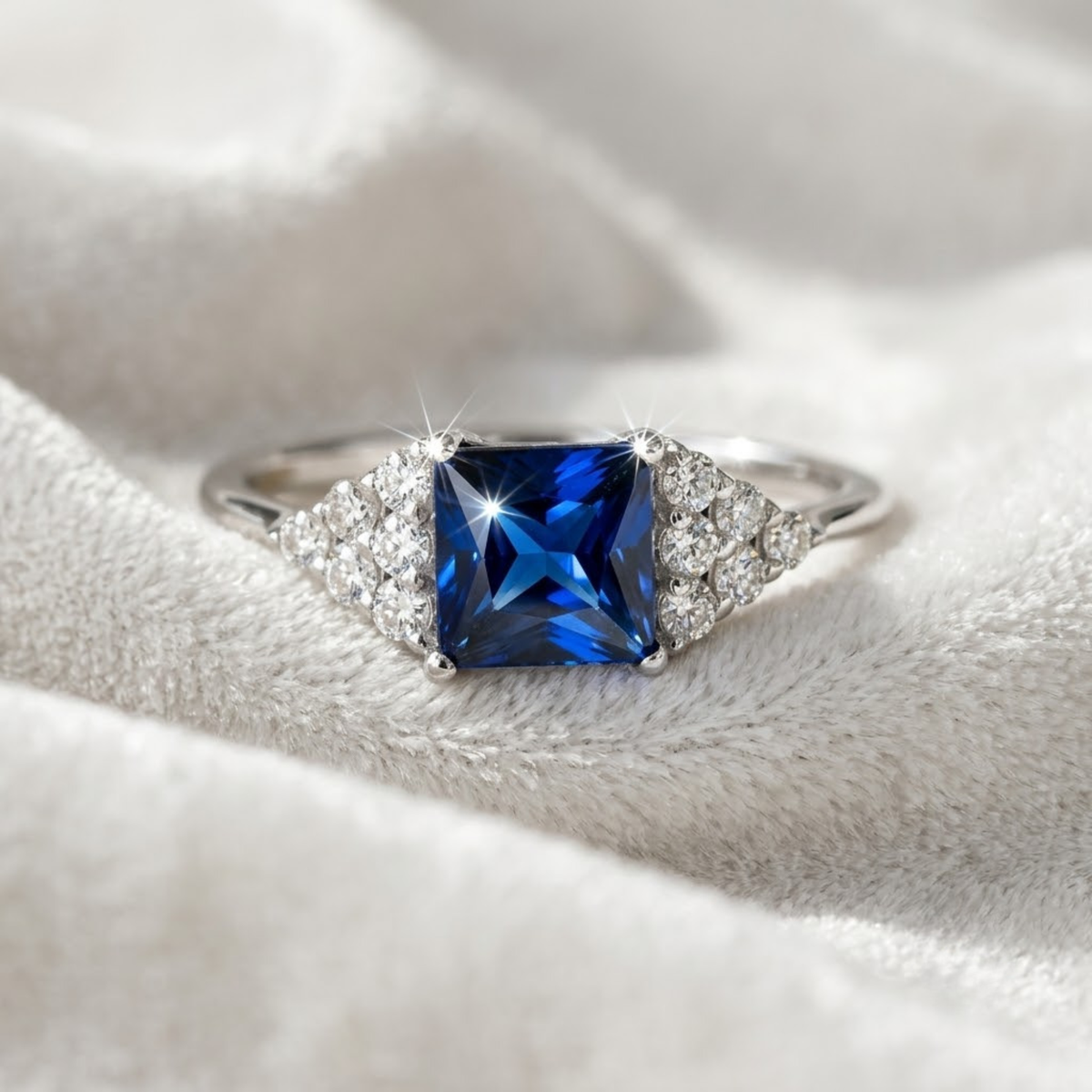 Vintage Sapphire Ring, Blue Gemstone Engagement Ring
