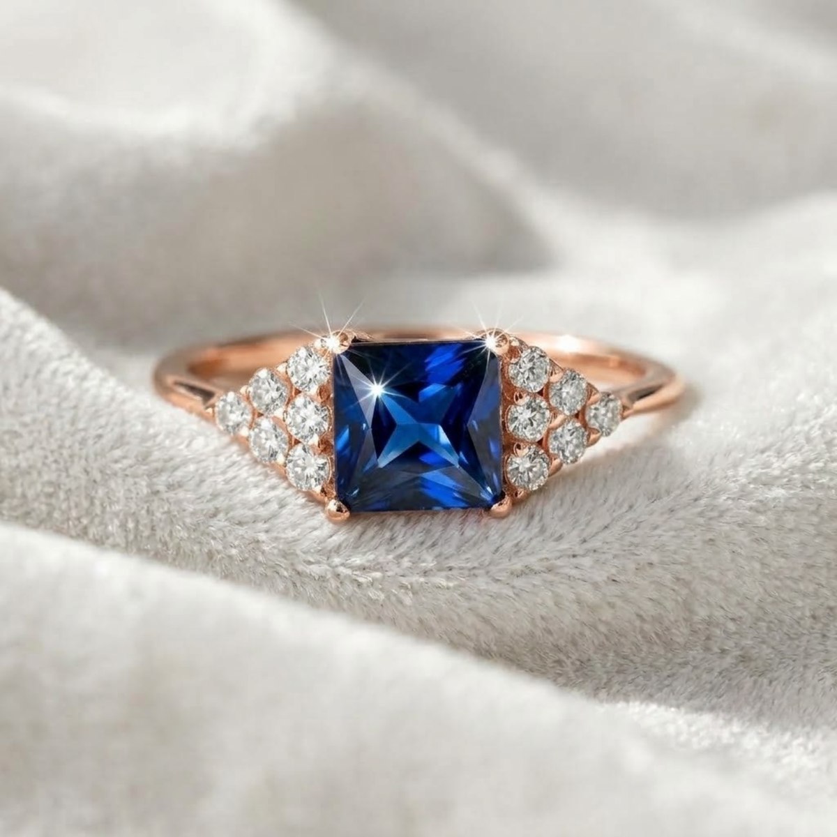 Vintage Sapphire Ring, Blue Gemstone Engagement Ring