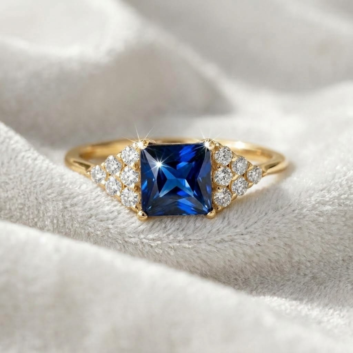 Vintage Sapphire Ring, Blue Gemstone Engagement Ring