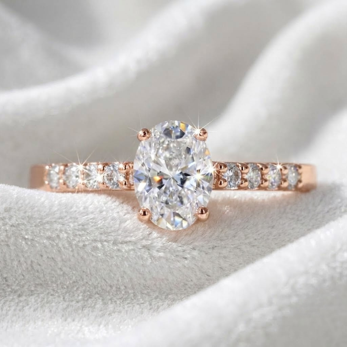 Oval Cut Diamond Solitaire Halo Engagement Ring