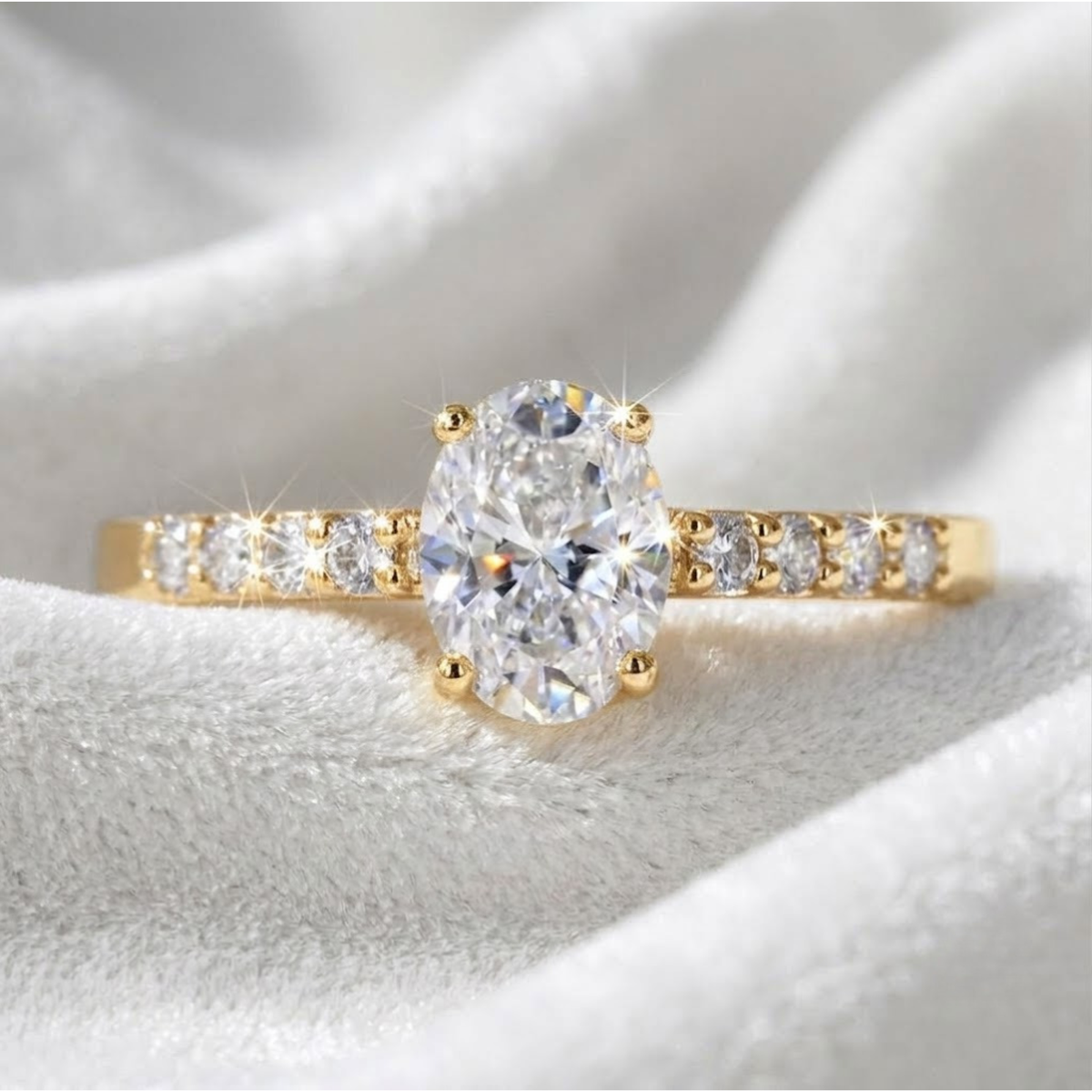 Oval Cut Diamond Solitaire Halo Engagement Ring