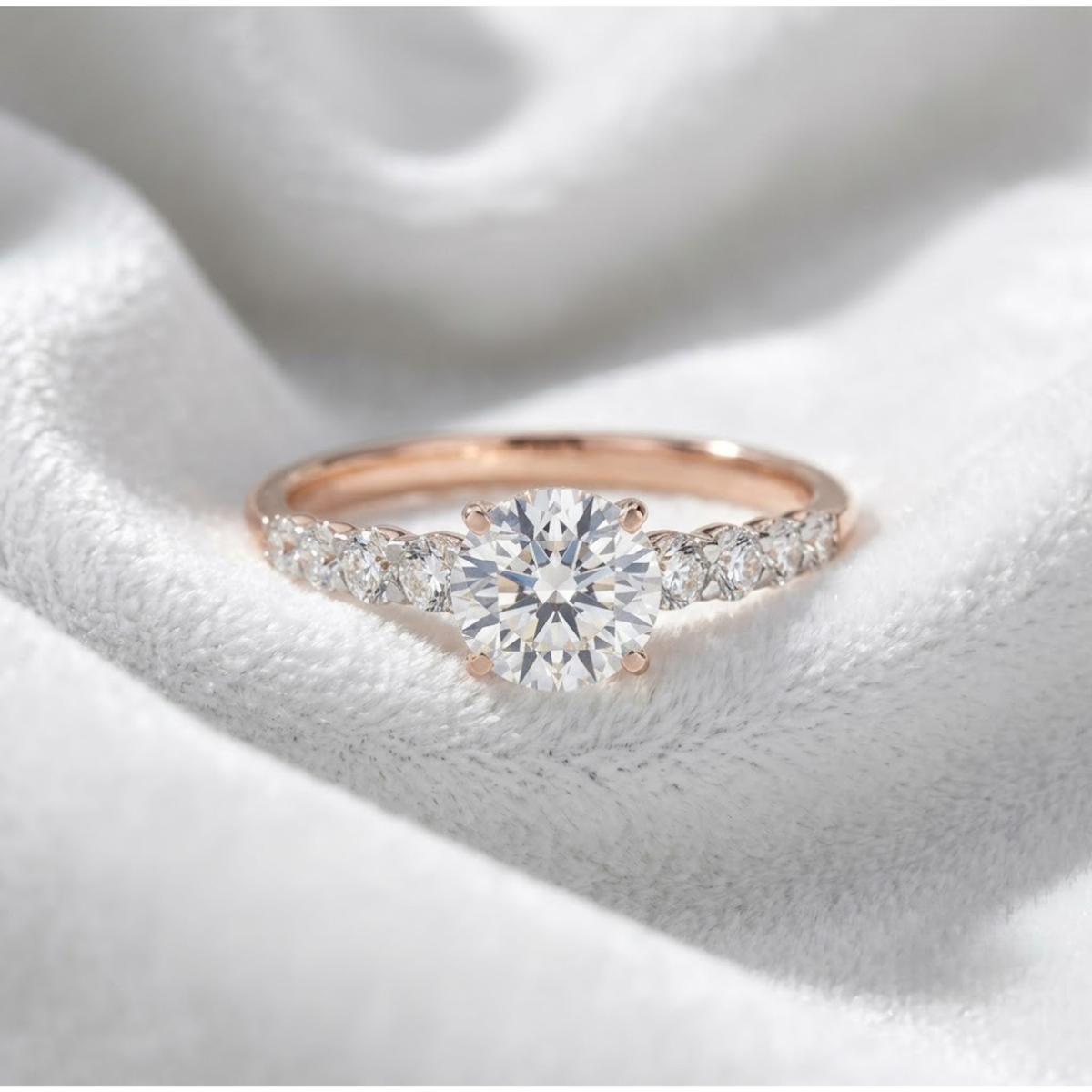 Eleganter 14K Laborgezüchteter Diamant-Verlobungsring