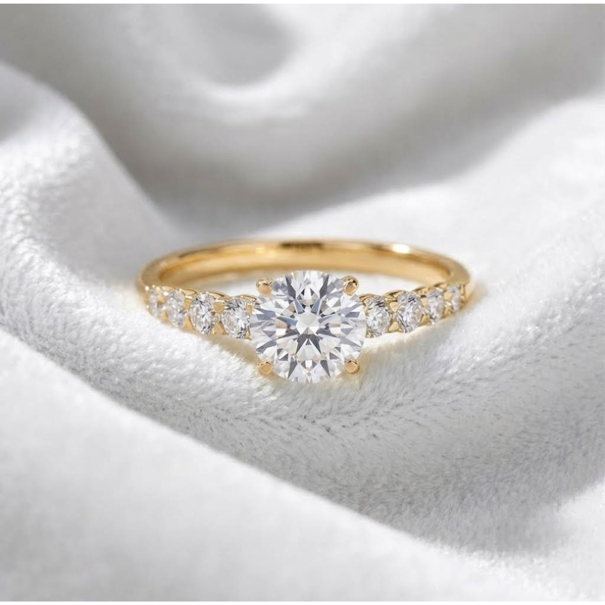 Eleganter 14K Laborgezüchteter Diamant-Verlobungsring