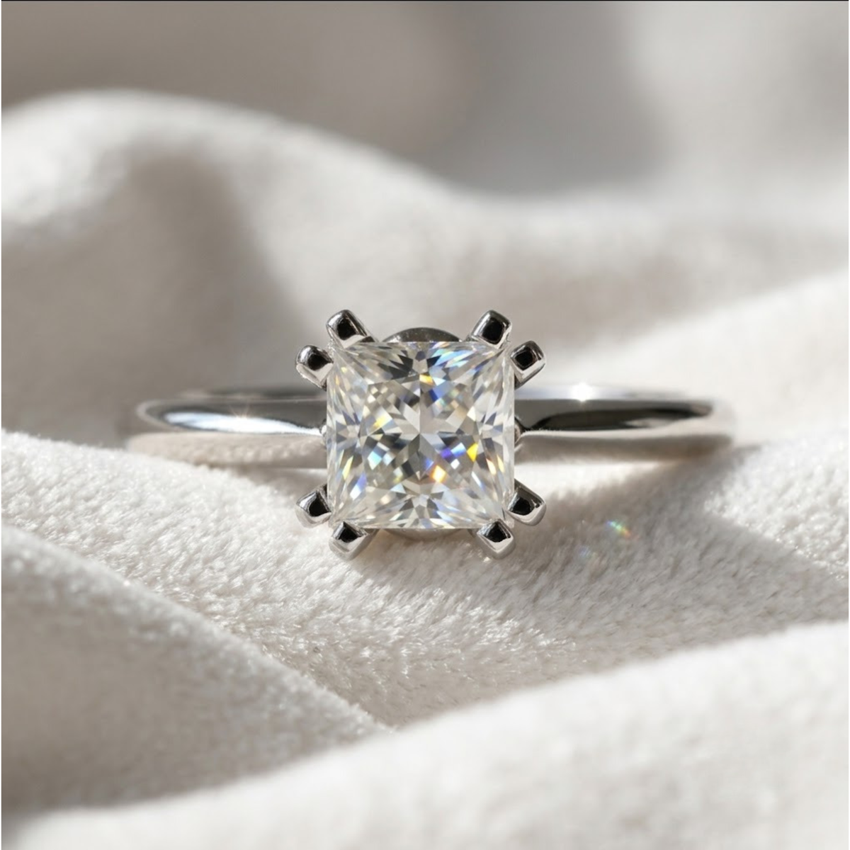 Gold Double Prong Princess cut Solitaire Engagement Ring