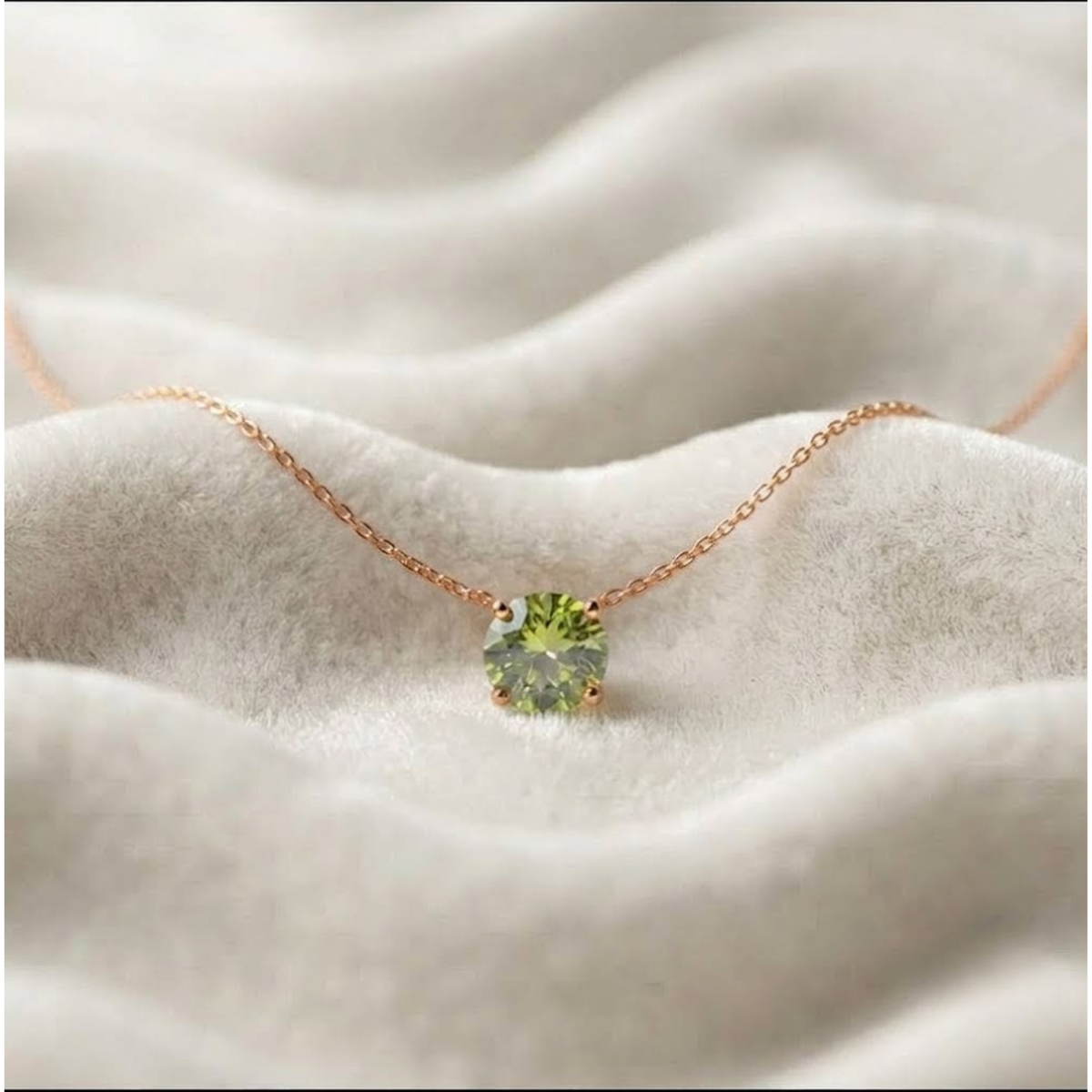 Solid Gold Round Peridot August Birthstone Pendant