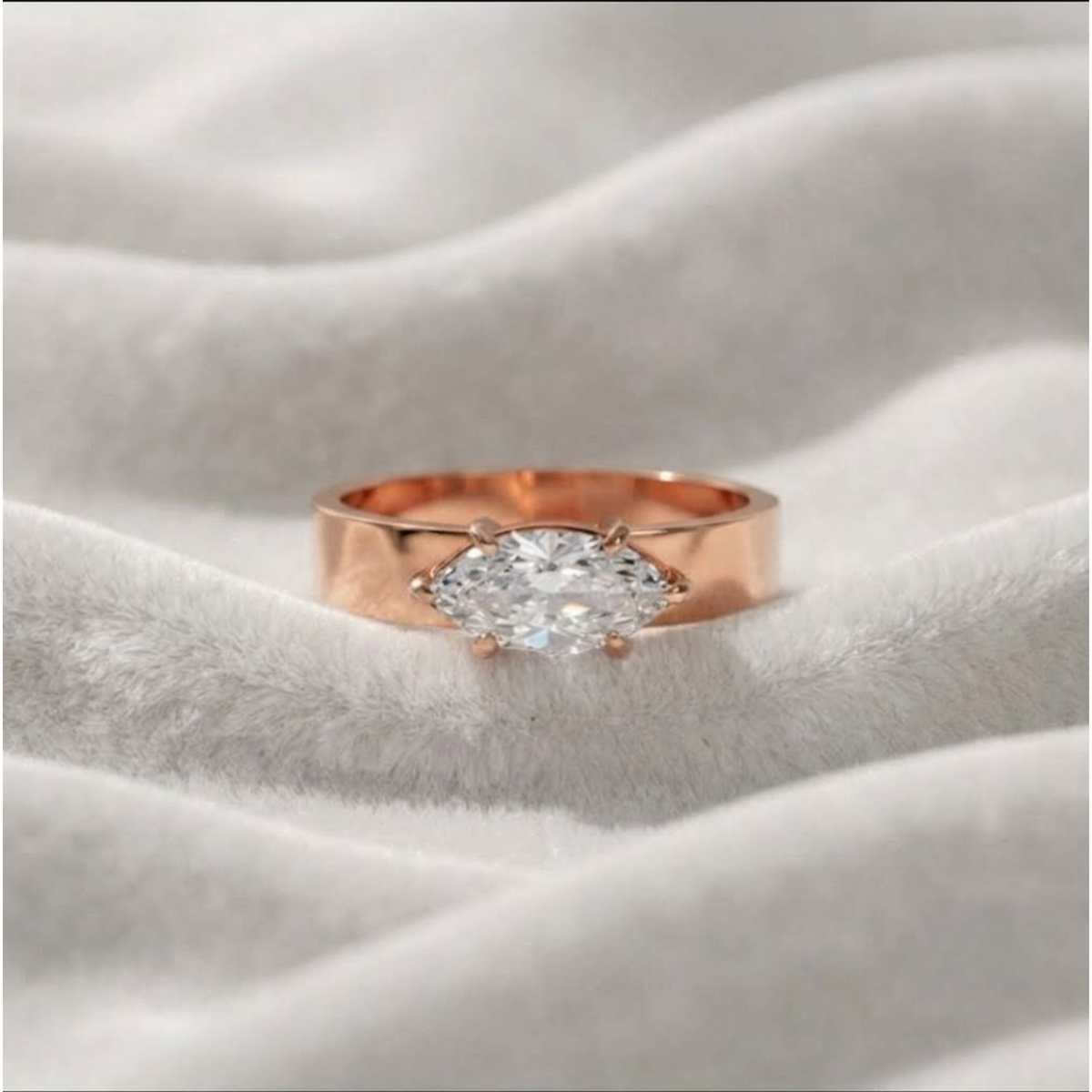 Thick Band Solitaire Engagement Ring