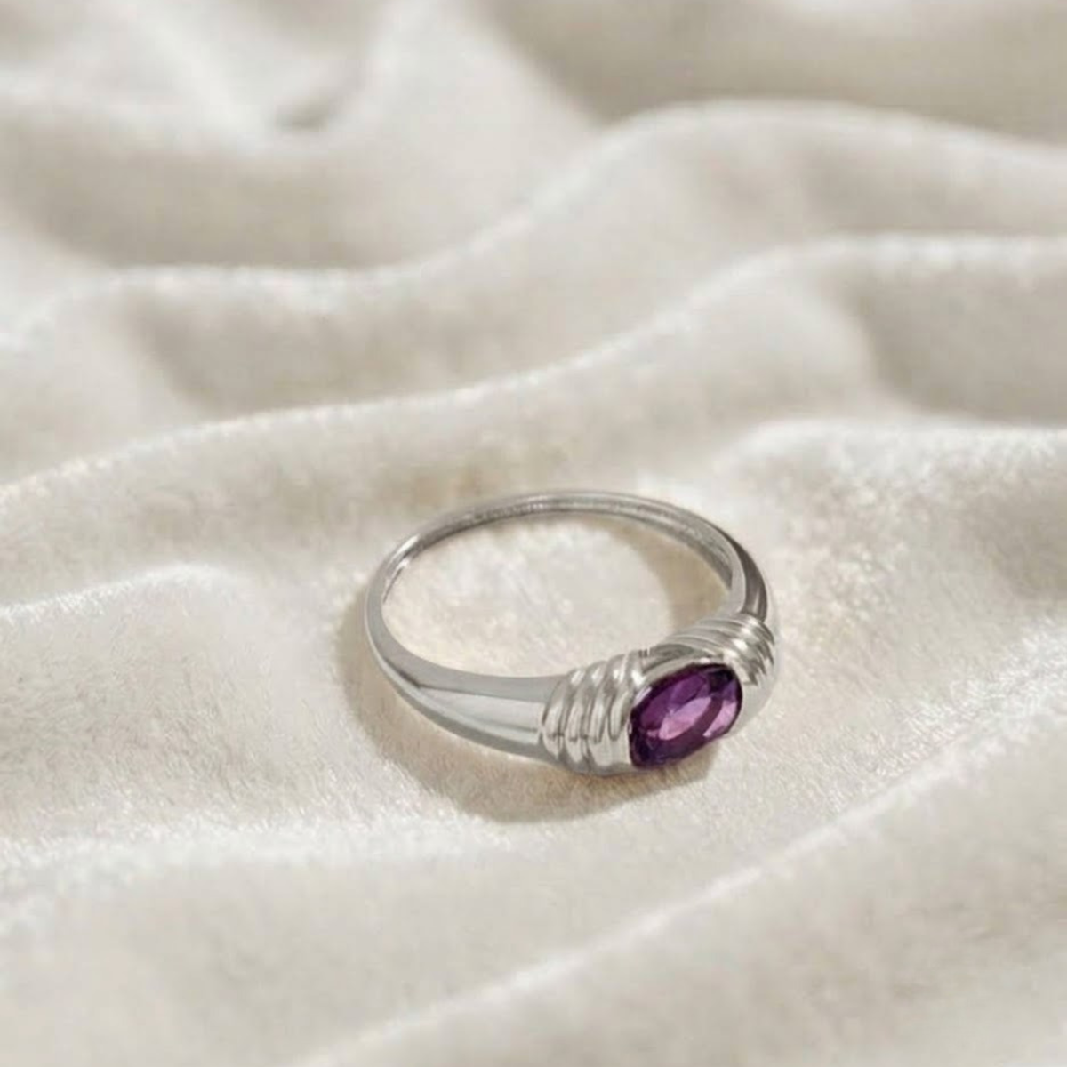 Amethyst Ring, Oval Shape Amethyst Ring.