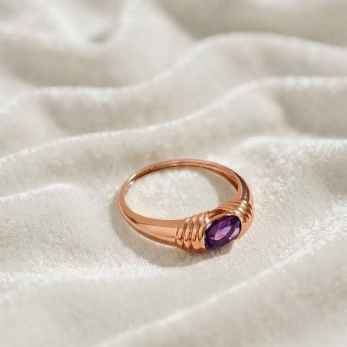 Amethyst Ring, Oval Shape Amethyst Ring.