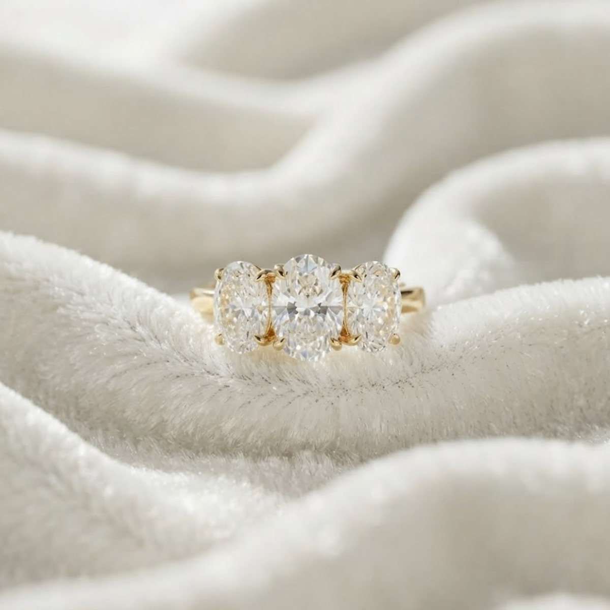 Oval Three Stone Engagement Ring