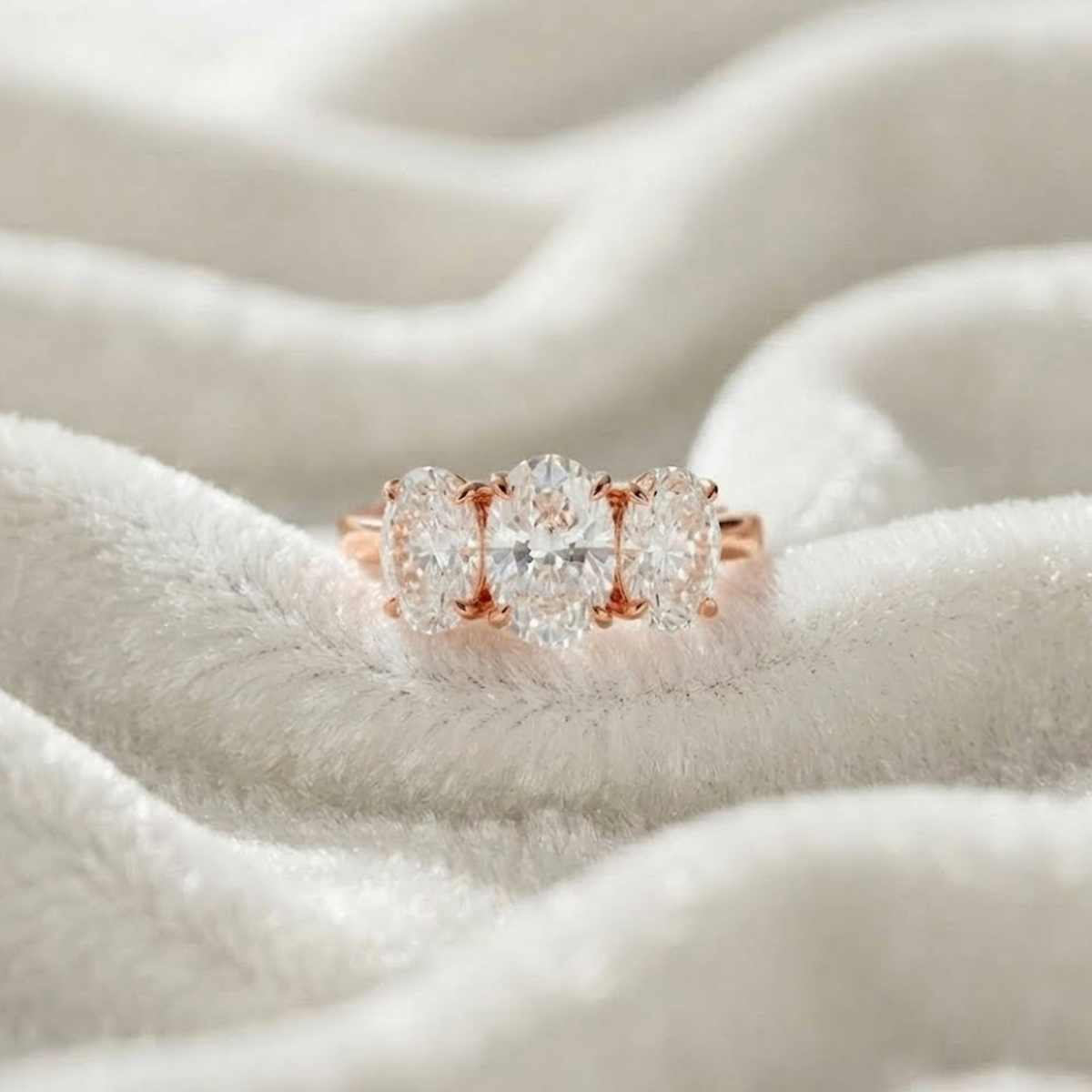 Oval Three Stone Engagement Ring