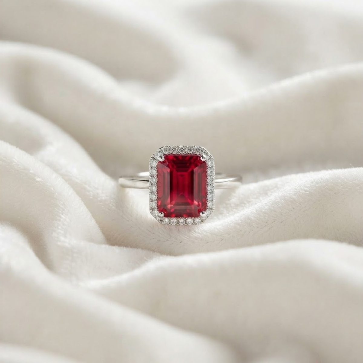 Vintage emerald cut red ruby Solid ring