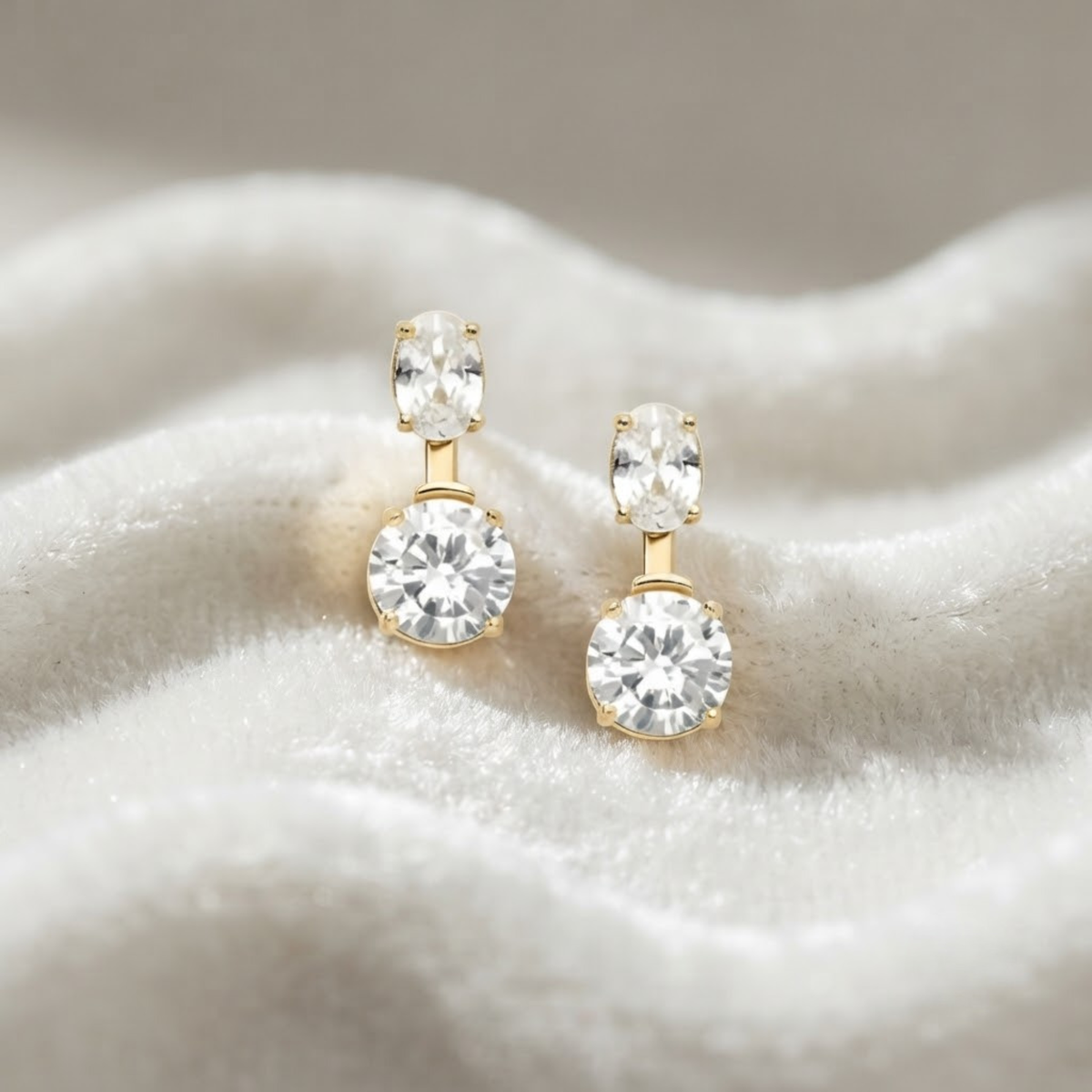 Oval & Round Lab Grown Diamond Drop Earrings