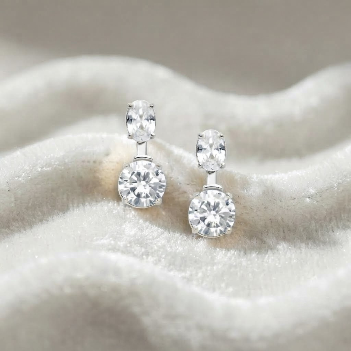 Oval & Round Lab Grown Diamond Drop Earrings