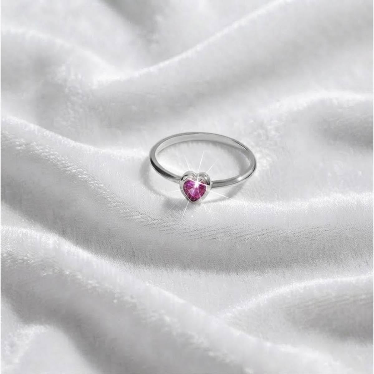 Tiny Heart Ring, Ruby Bezel Pinky Promise Ring