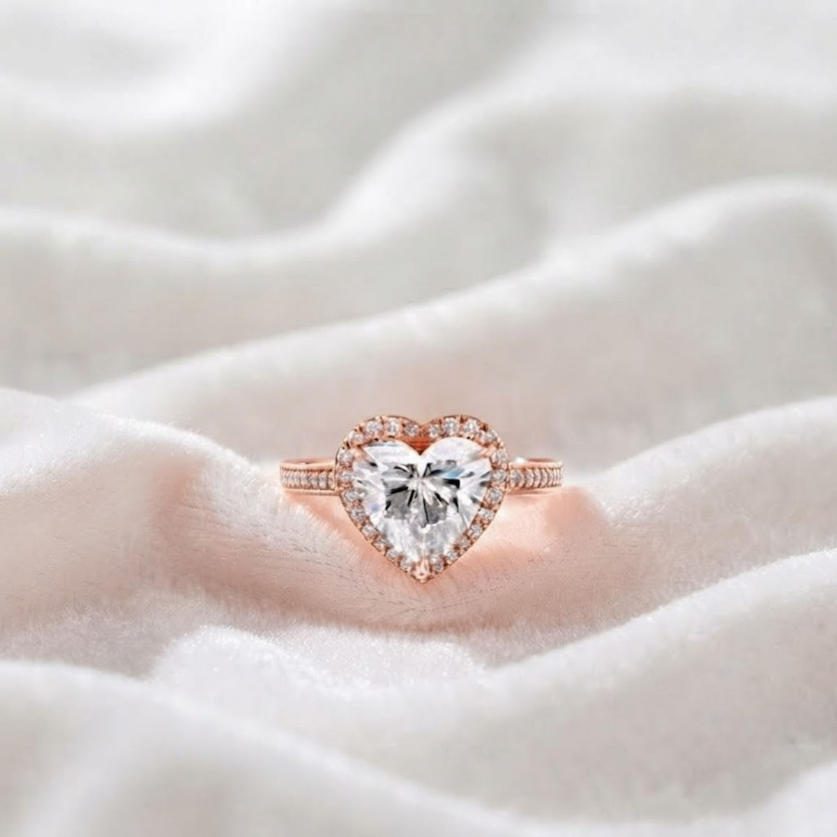 Heart Shape Halo Engagement Ring