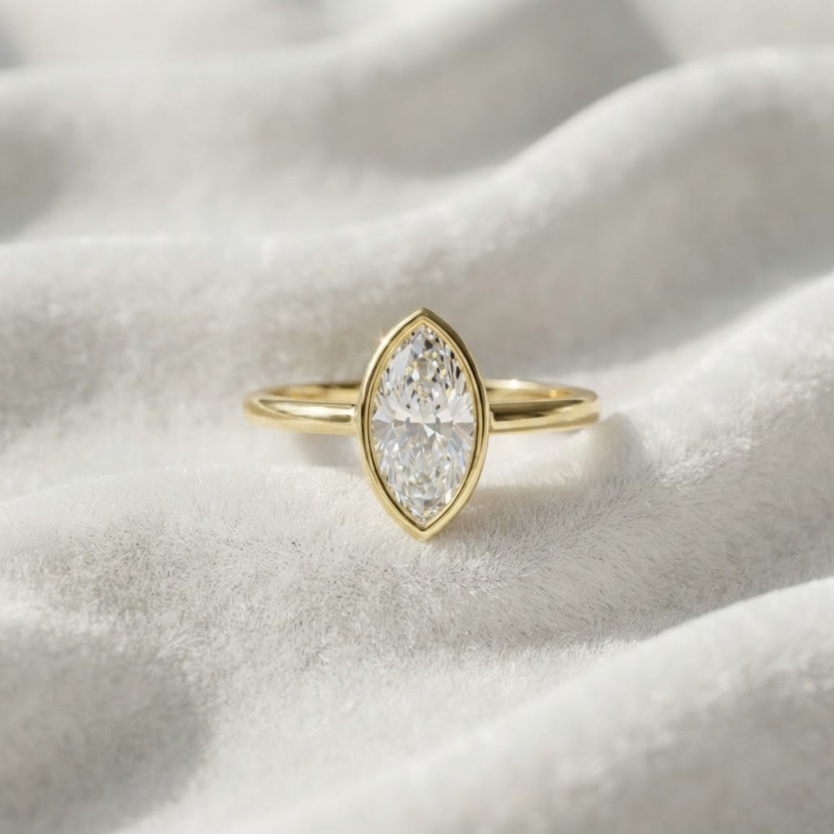 Bezel Set Marquise-Cut Engagement Ring