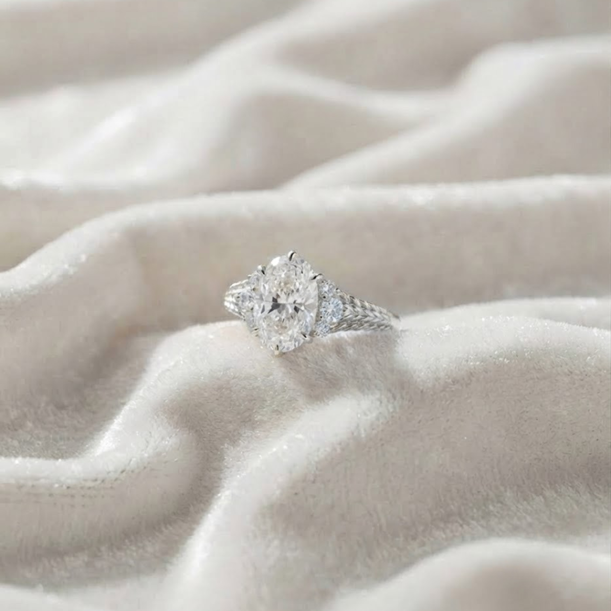 Antique Cut Oval Lab Grown Engagement Ring
