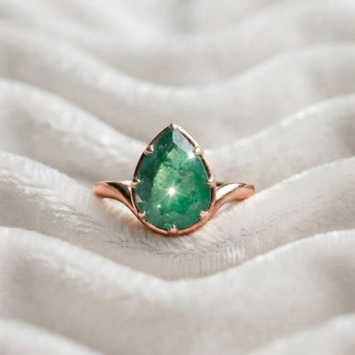Emerald solitaire ring for women