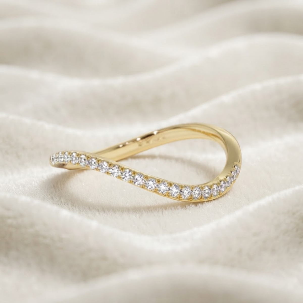 Minimalist Curve Half Eternity Ring