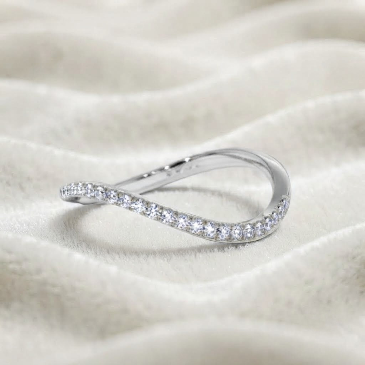 Minimalist Curve Half Eternity Ring