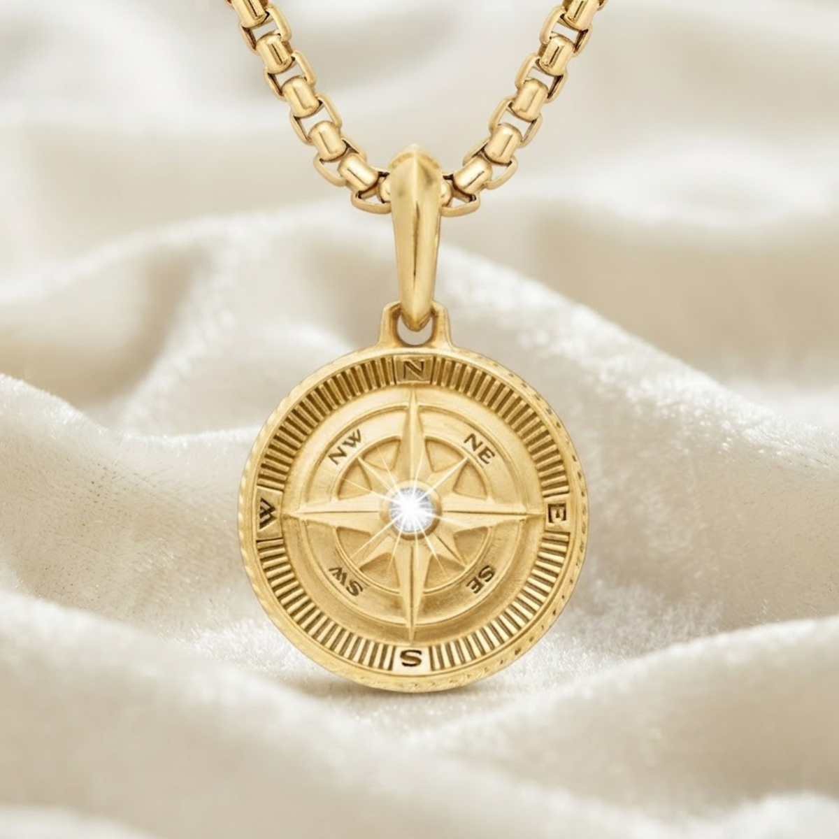 Diamond Compass Medallion Pendant
