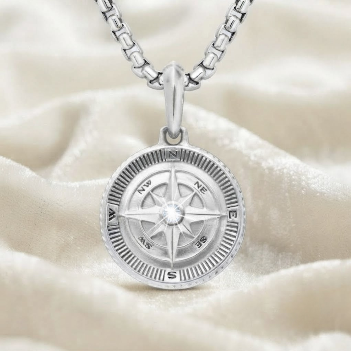 Diamond Compass Medallion Pendant