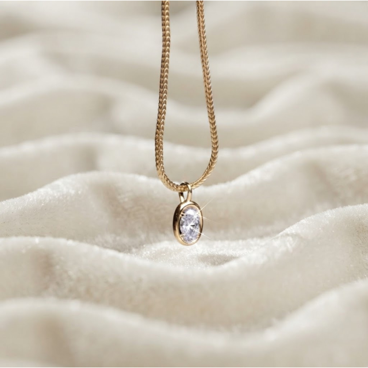 Oval Cut Bezel Set Diamond Solitaire Necklace