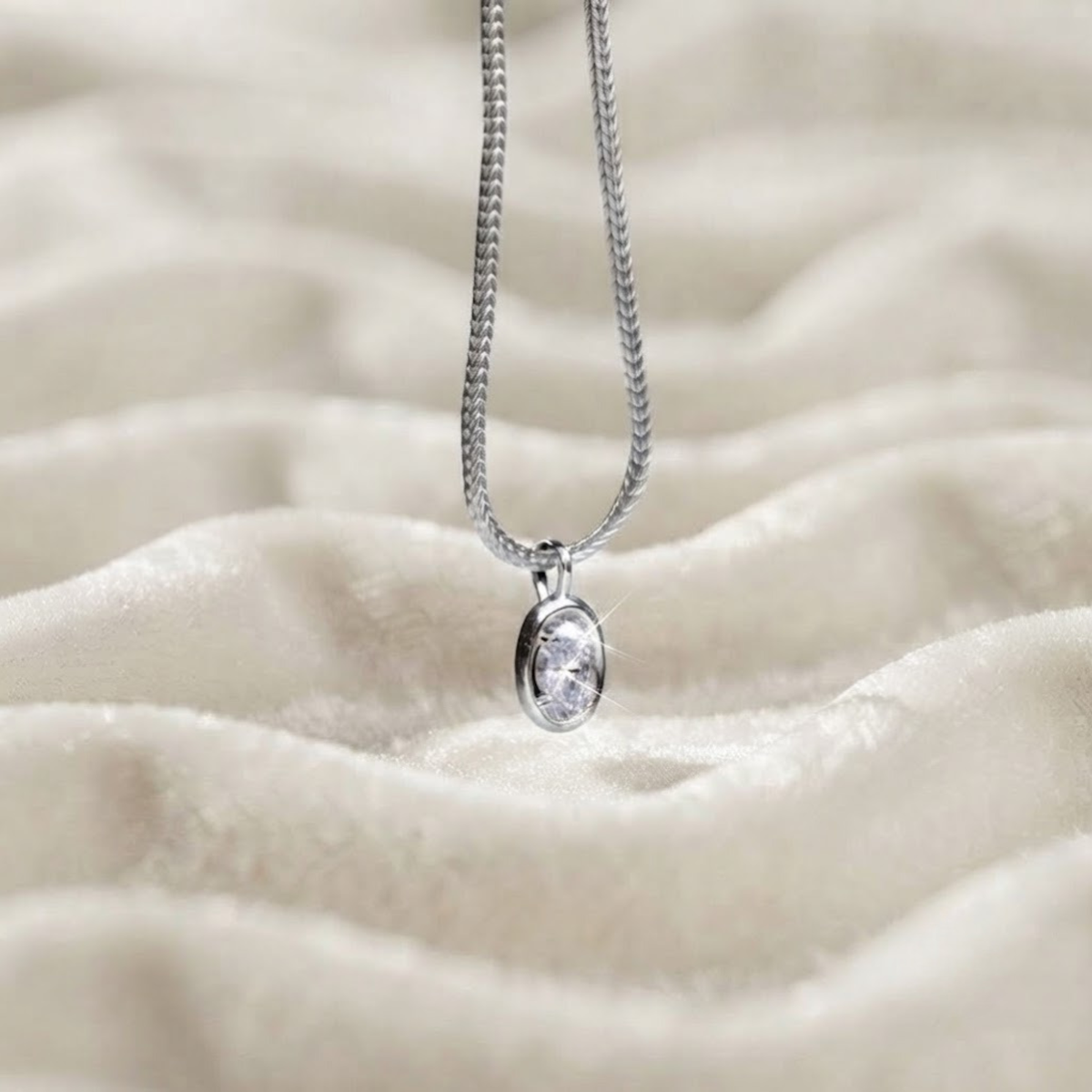 Oval Cut Bezel Set Diamond Solitaire Necklace