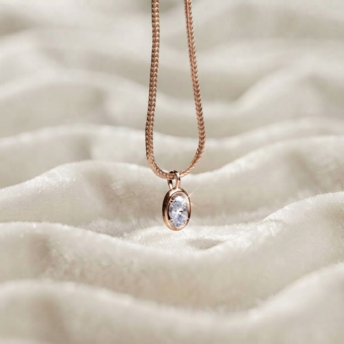 Oval Cut Bezel Set Diamond Solitaire Necklace