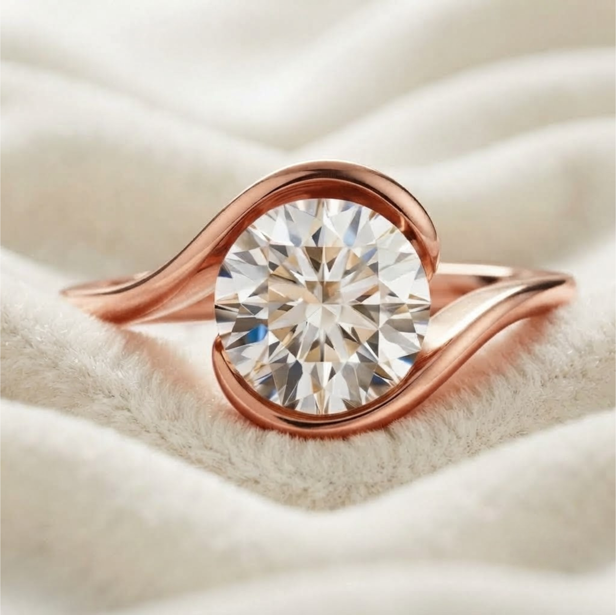 Celtic Style Solitaire Lab Diamond Ring