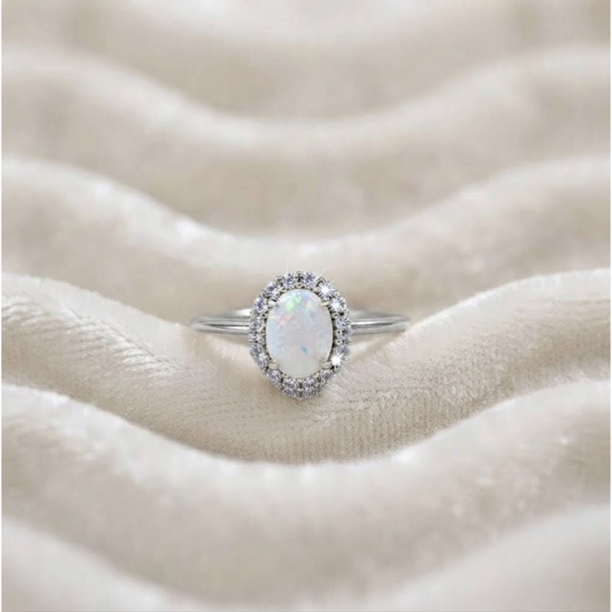 Opal Dainty October Birthstone Stackable Ring