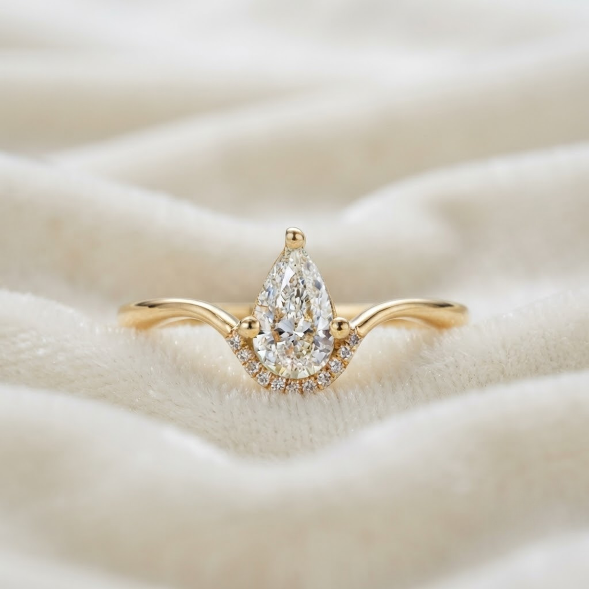 Pear Cut Lab Grown Diamond Engagement Ring