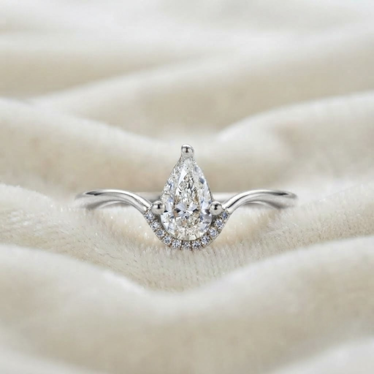 Pear Cut Lab Grown Diamond Engagement Ring