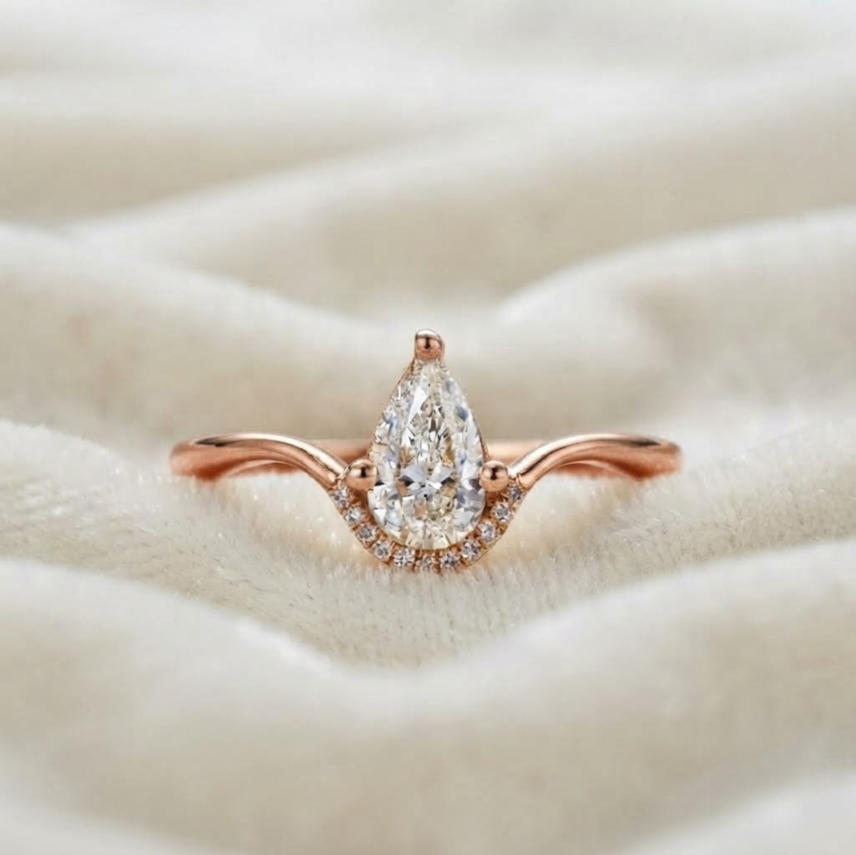 Pear Cut Lab Grown Diamond Engagement Ring