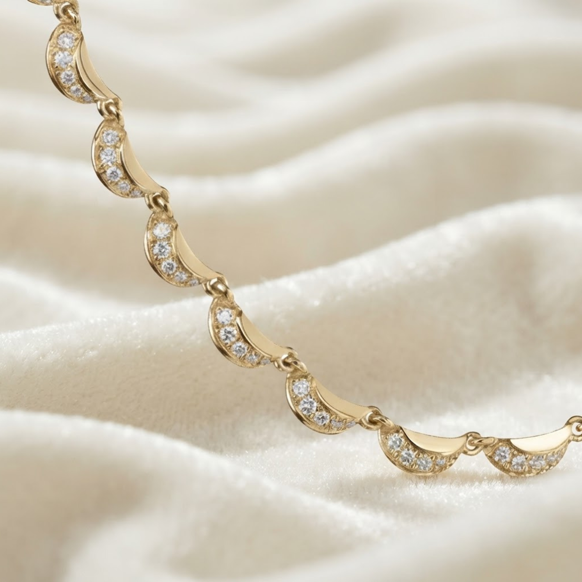 Diamond Crescent Moon Linked Choker