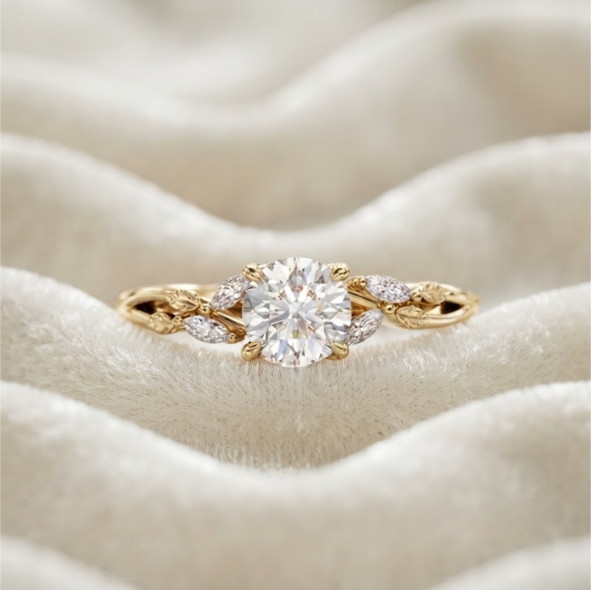 Nature Inspired Lab Diamond Engagement Ring