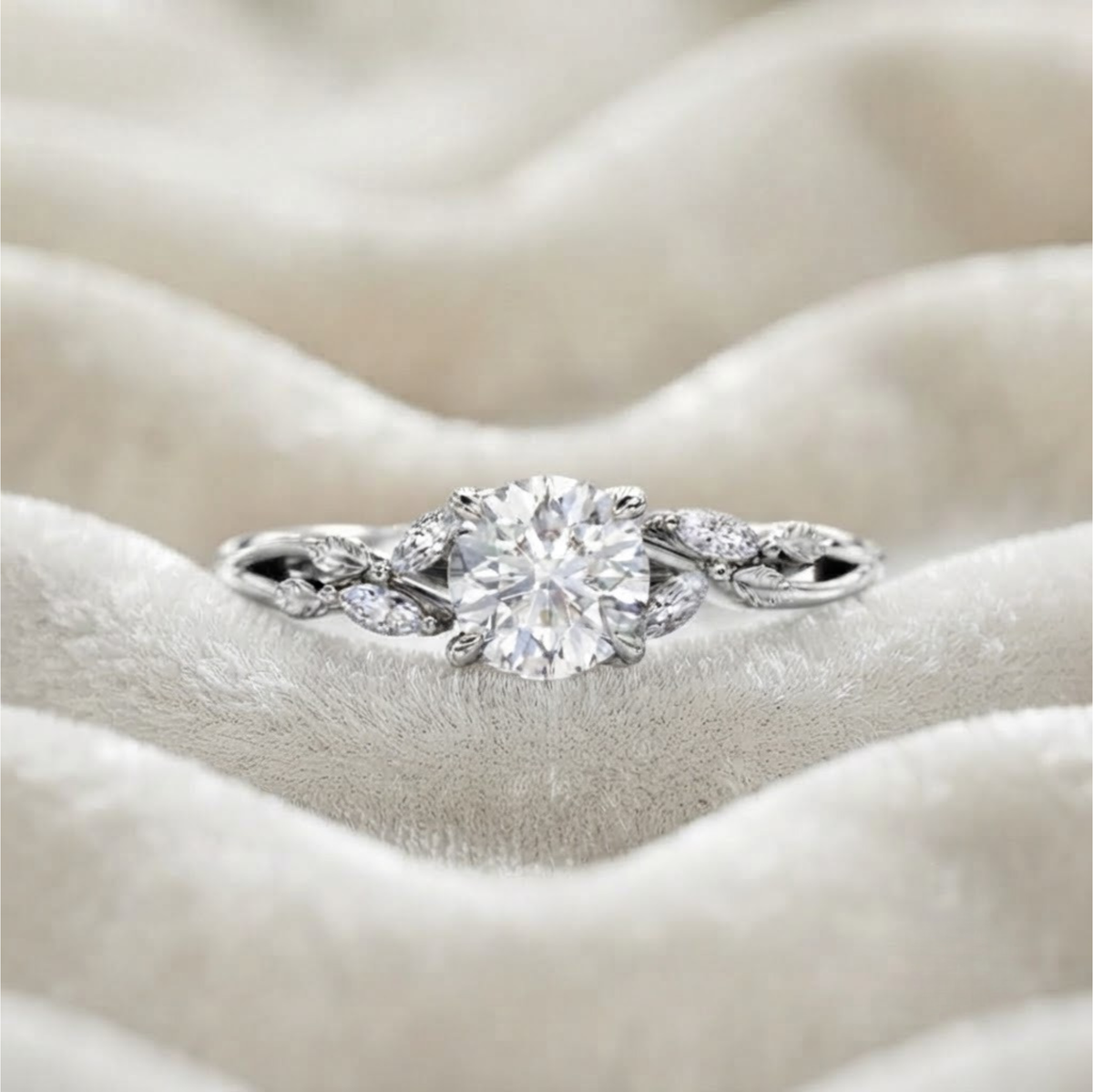 Nature Inspired Lab Diamond Engagement Ring