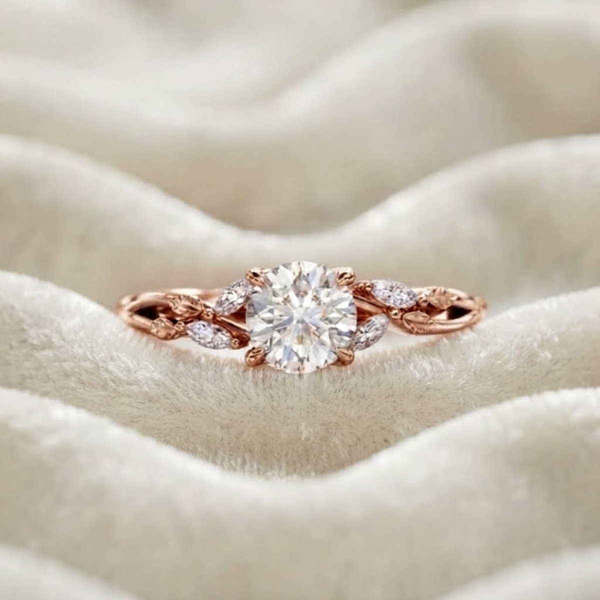 Nature Inspired Lab Diamond Engagement Ring