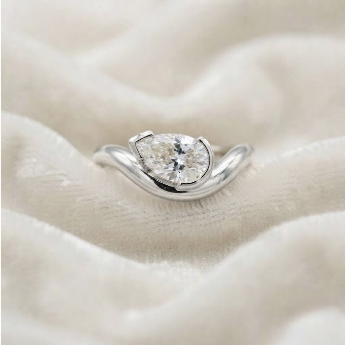 Pear Shape La Grown Diamond Engagement Ring