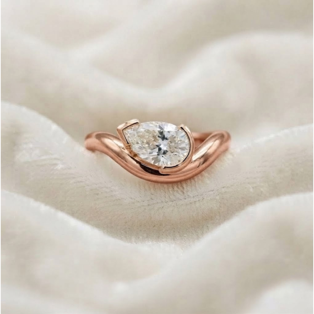 Pear Shape La Grown Diamond Engagement Ring
