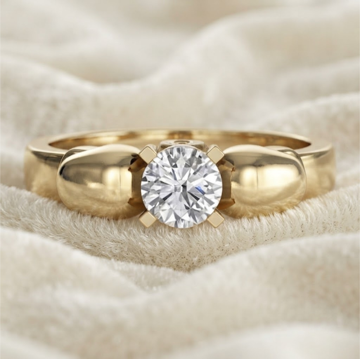 14K Gold Laborgezüchteter Diamant Gothic Totenkopf Verlobungsring