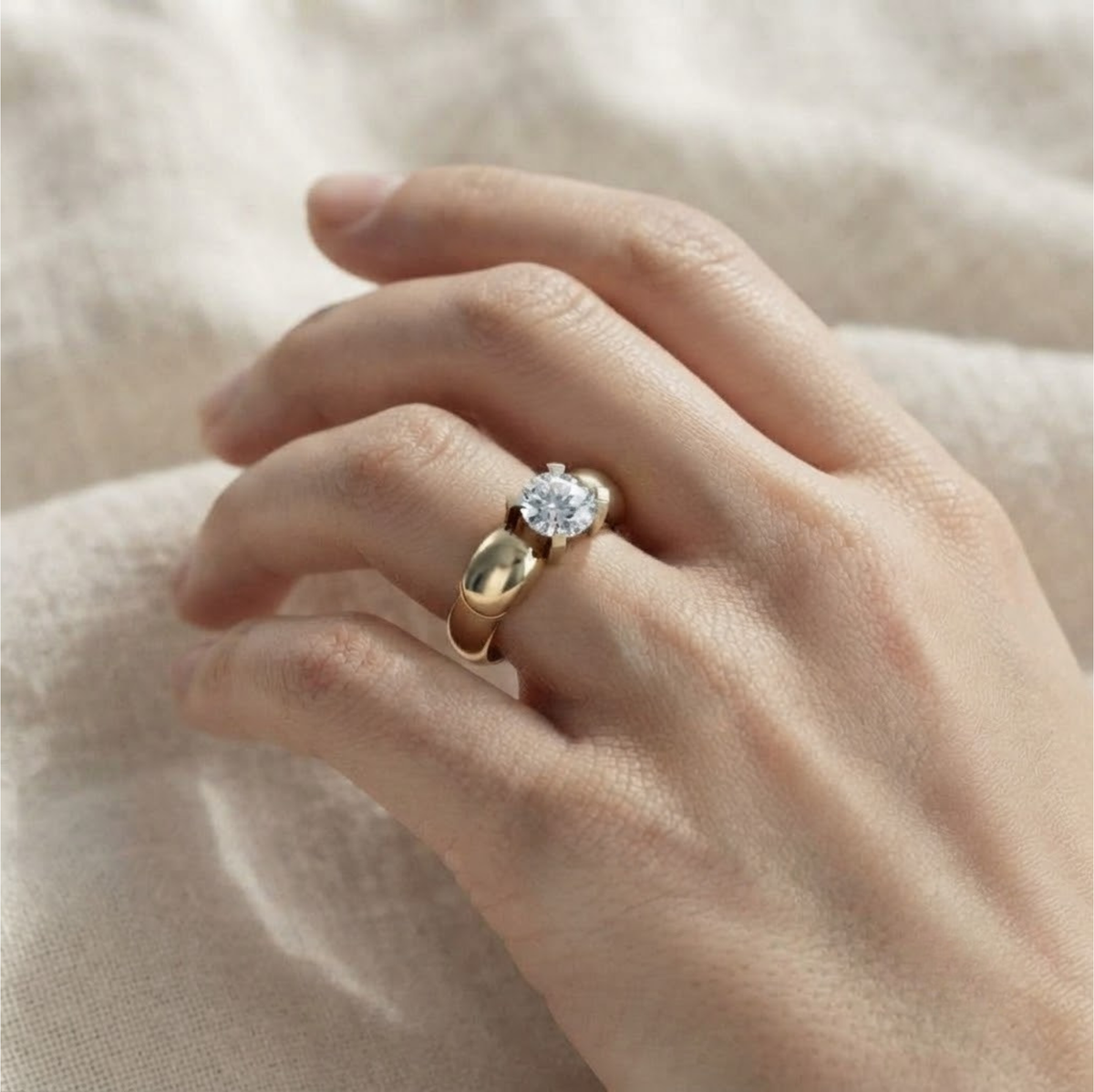 14K Gold Laborgezüchteter Diamant Gothic Totenkopf Verlobungsring