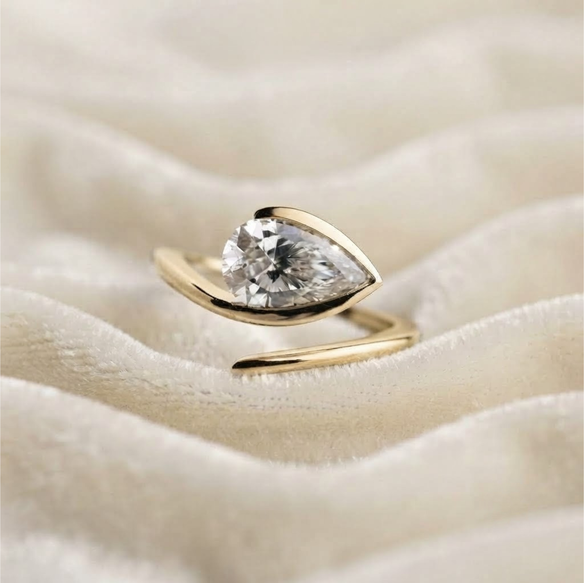 Lab Grown Diamond Half Bezel set Engagement Ring